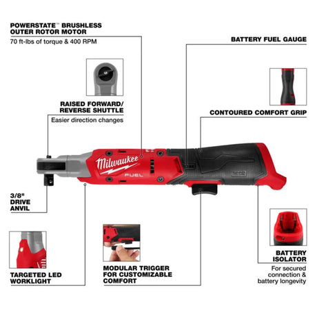 Milwaukee M12 FUEL 3/8 Inch Ratchet (Bare Tool)