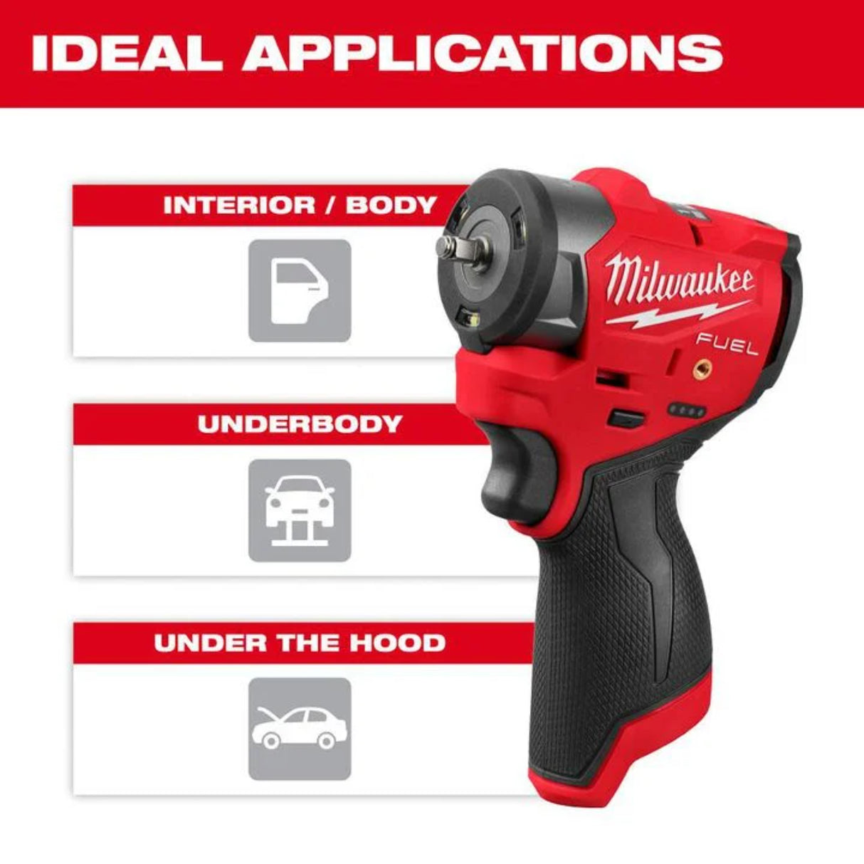 Milwaukee M12 FUEL 3/8 Inch Subcompact Impact Wrench with Friction Ring (Bare Tool)