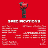 Milwaukee M12 FUEL 3/8 Inch Subcompact Impact Wrench with Friction Ring Kit