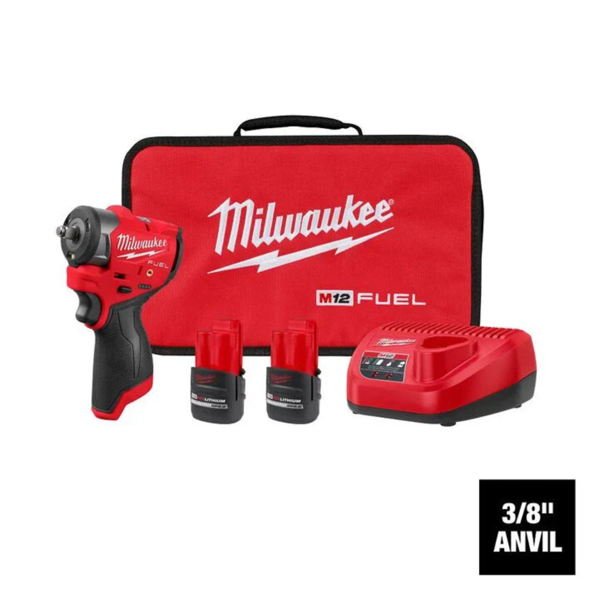 Milwaukee M12 FUEL 3/8 Inch Subcompact Impact Wrench with Friction Ring Kit