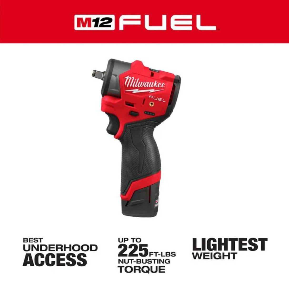 Milwaukee M12 FUEL 3/8 Inch Subcompact Impact Wrench with Friction Ring Kit