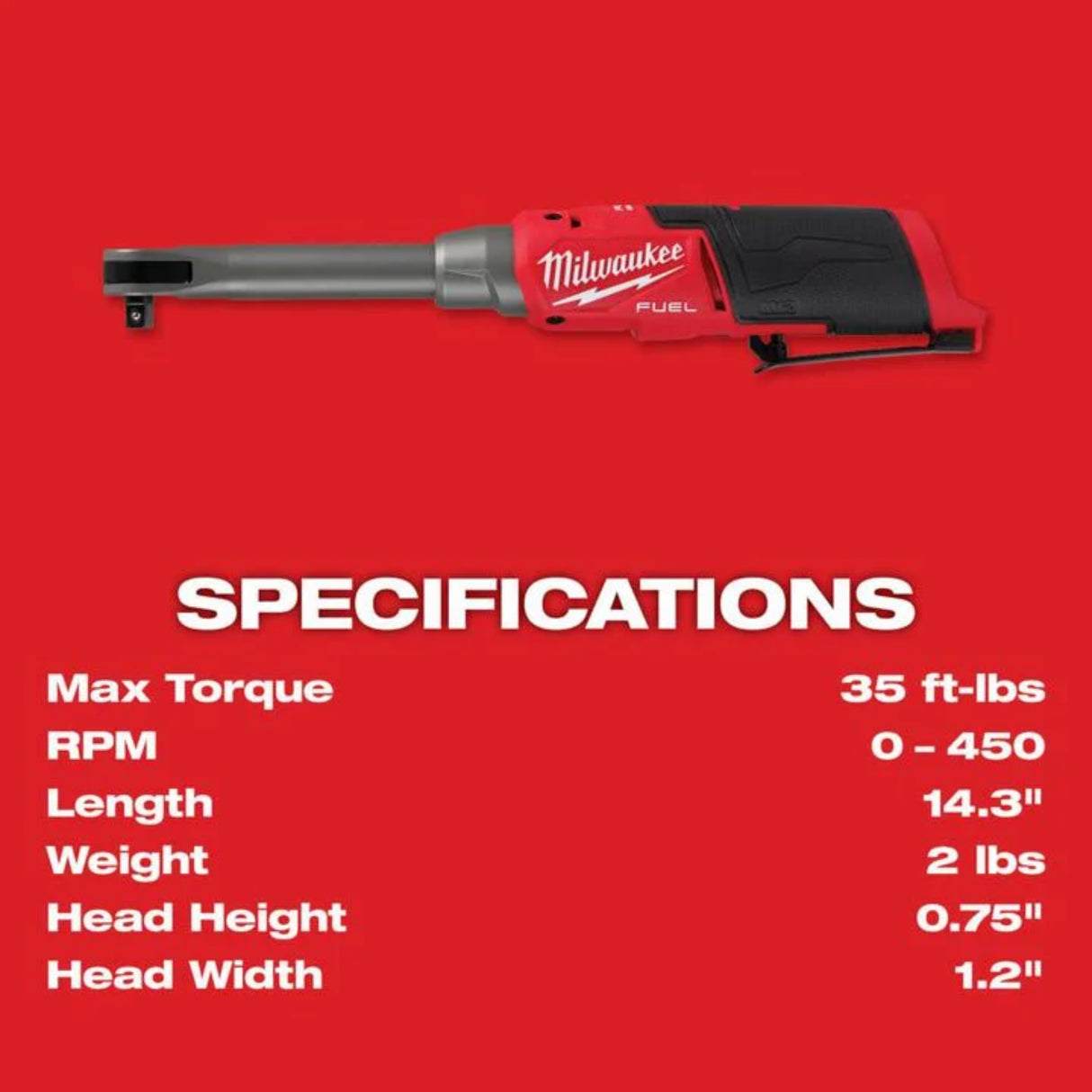 Milwaukee M12 FUEL 3/8inch Extended Reach High Speed Ratchet (Bare Tool)