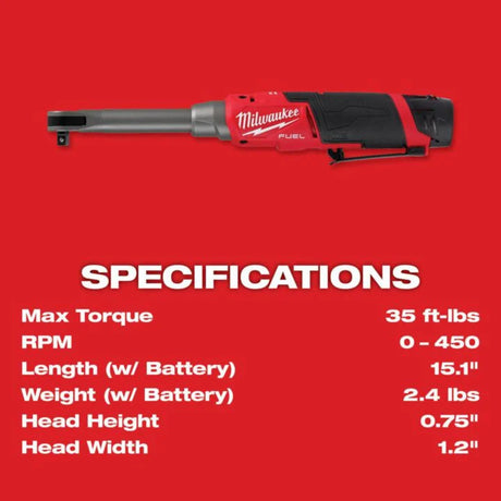Milwaukee M12 FUEL 3/8inch Extended Reach High Speed Ratchet Kit