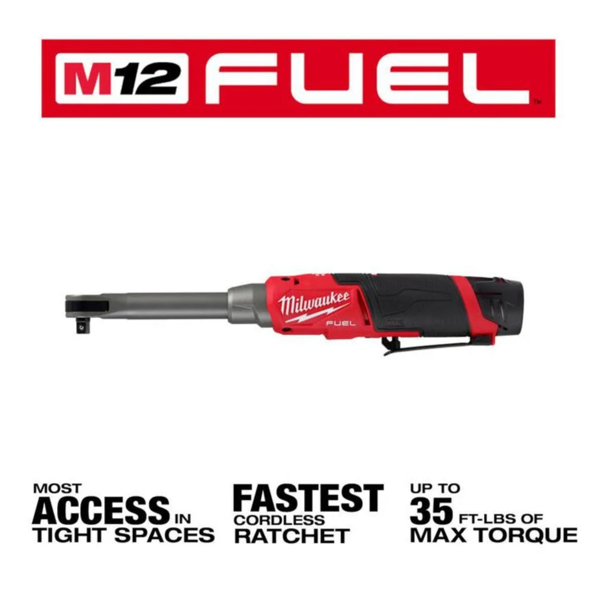 Milwaukee M12 FUEL 3/8inch Extended Reach High Speed Ratchet Kit