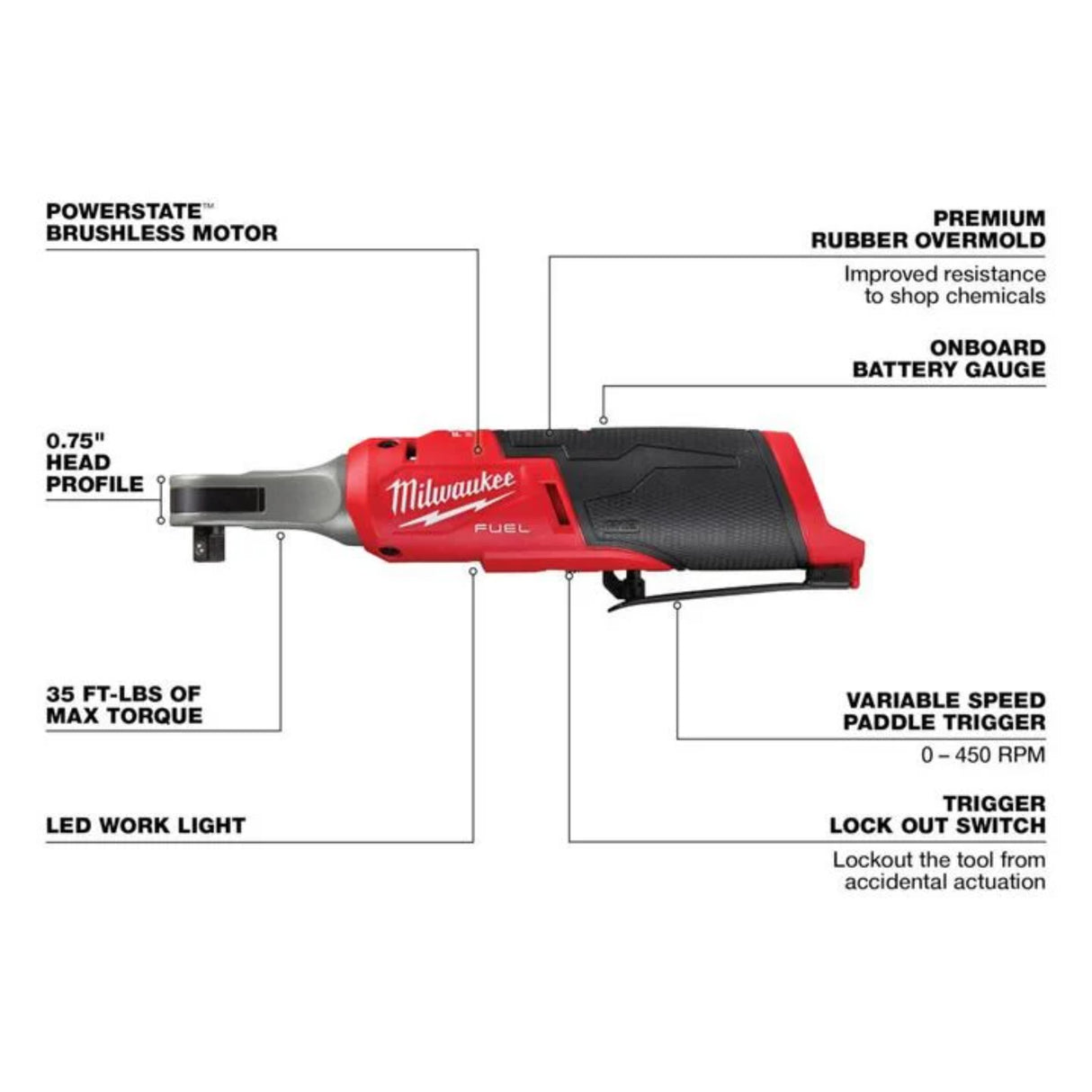Milwaukee M12 FUEL 3/8inch High Speed Ratchet (Bare Tool)