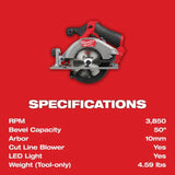 Milwaukee M12 FUEL 5-3/8 Inch Circular Saw (Bare Tool)