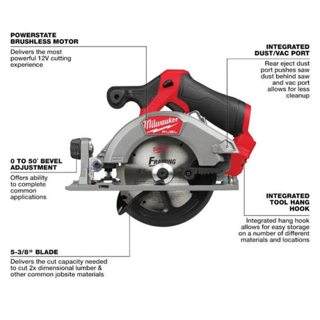 Milwaukee M12 FUEL 5-3/8 Inch Circular Saw (Bare Tool)