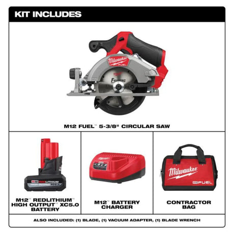 Milwaukee M12 FUEL 5-3/8 Inch Circular Saw Kit