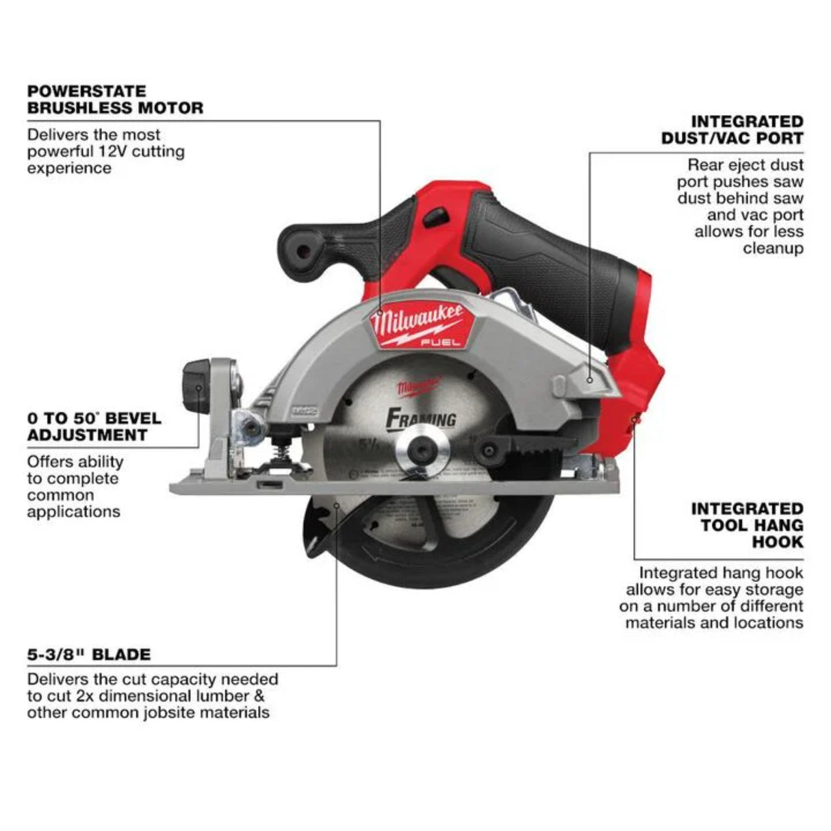 Milwaukee M12 FUEL 5-3/8 Inch Circular Saw Kit