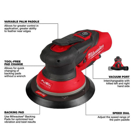 Milwaukee M12 FUEL 6 Inch Random Orbital Sander Kit, 3/32 Inch