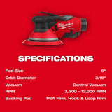 Milwaukee M12 FUEL 6" Random Orbital Sander Kit (3/16")