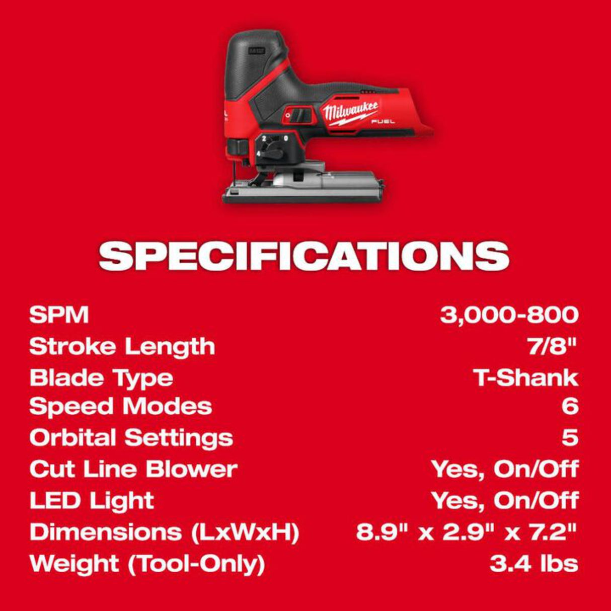 Milwaukee M12 FUEL Jig Saw (Bare Tool)
