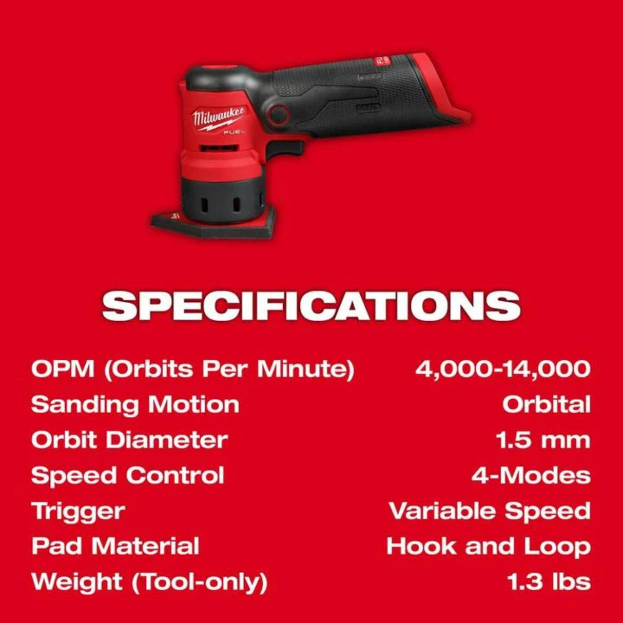 Milwaukee M12 FUEL Orbital Detail Sander (Bare Tool)