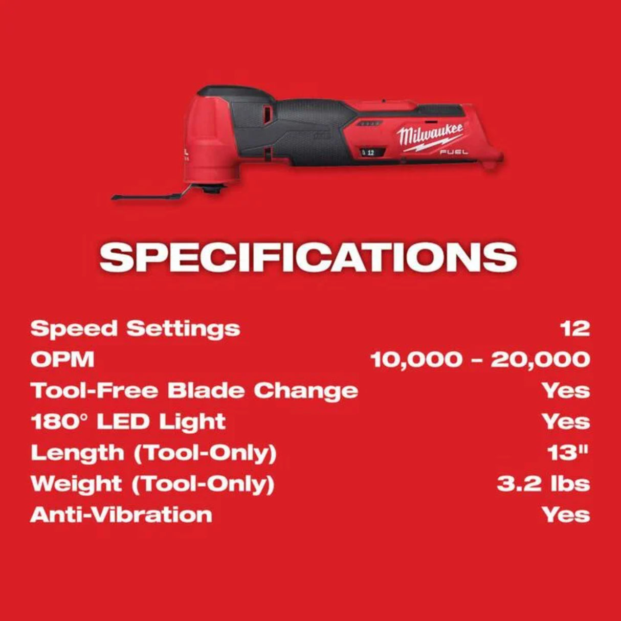 Milwaukee M12 FUEL Oscillating Multi-Tool (Bare Tool)