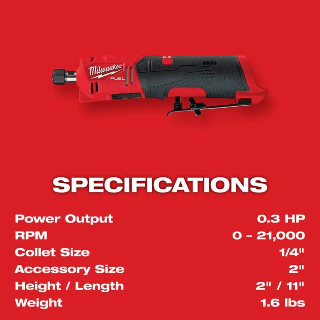 Milwaukee M12 FUEL Straight Die Grinder 2 Battery Kit