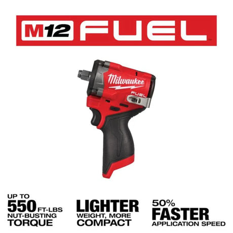 Milwaukee M12 FUEL Stubby 1/2 Inch Impact Wrench (Bare Tool)