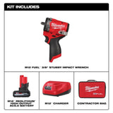 Milwaukee M12 FUEL Stubby 3/8 Inch Impact Wrench Kit