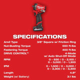 Milwaukee M12 FUEL Stubby 3/8 Inch Impact Wrench Kit
