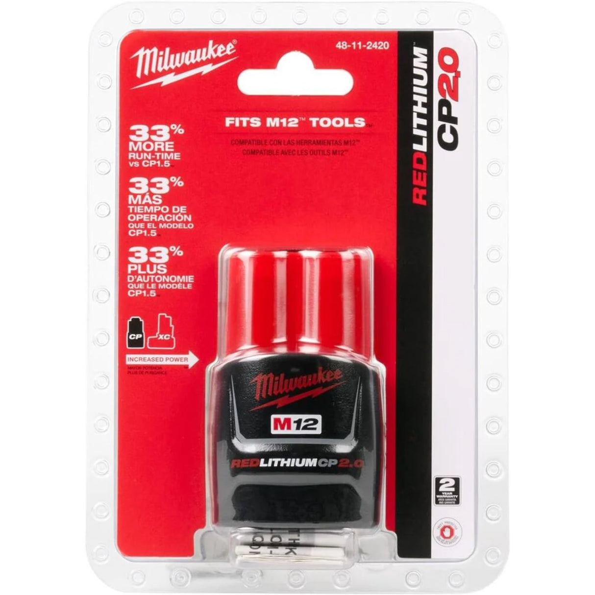 Milwaukee M12 REDLITHIUM CP 12V 2Ah Lithium Ion Power Tool Battery Pack