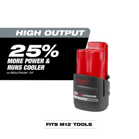 Milwaukee M12 REDLITHIUM HIGH OUTPUT CP 12V 2.5Ah Lithium Ion Power Tool Battery Pack