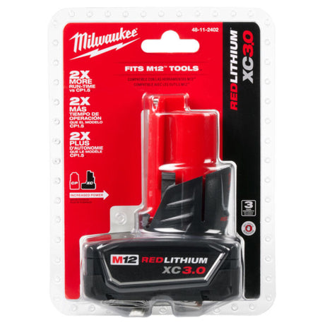 Milwaukee M12 REDLITHIUM XC 12V 3Ah Lithium Ion Power Tool Battery Pack with Fuel Indicator