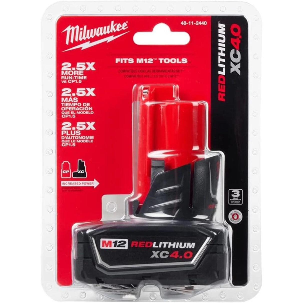 Milwaukee M12 REDLITHIUM XC 12V 4Ah Lithium Ion Power Tool Battery Pack