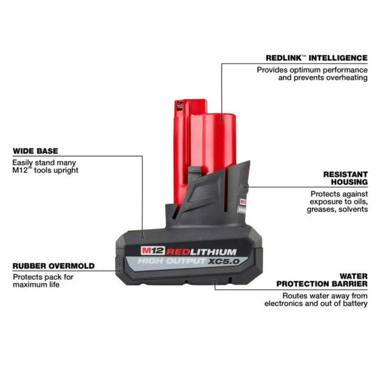 Milwaukee M12 REDLITHIUM XC 12V 5Ah Lithium Ion Power Tool Battery Pack