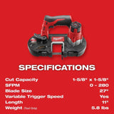 Milwaukee M12 Sub-Compact Band Saw (Bare Tool)