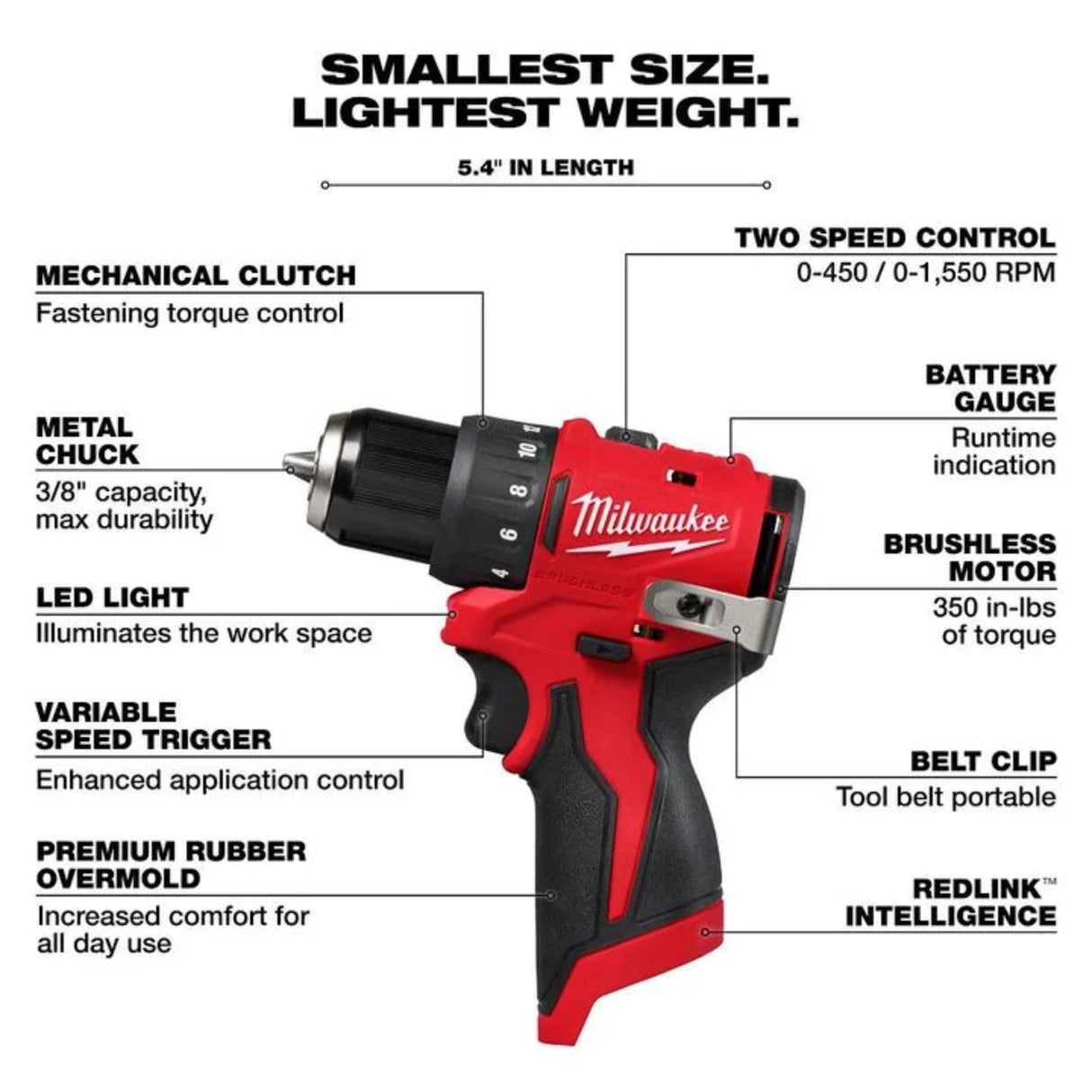 Milwaukee M12 Subcompact Brushless 3/8 Inch Drill/Driver (Bare Tool)