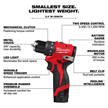 Milwaukee M12 Subcompact Brushless 3/8 Inch Drill/Driver Kit