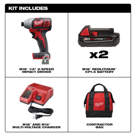 Milwaukee M18 1/4 in. Hex Impact Driver CP Kit