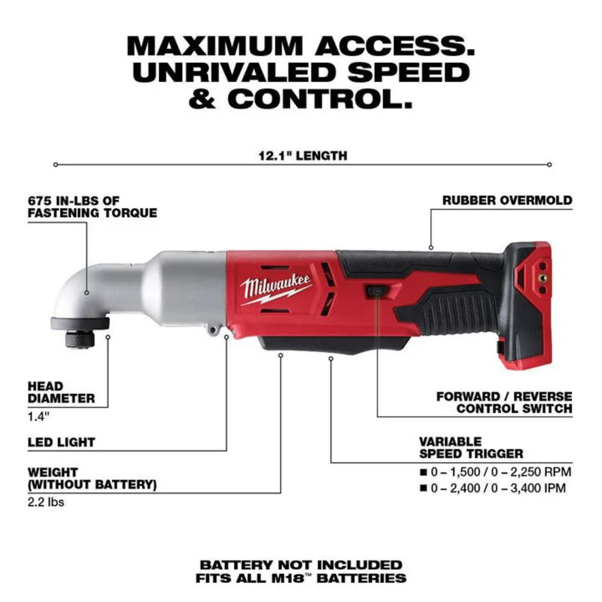 Milwaukee M18 2-Speed 1/4 In. Right Angle Impact Driver (Bare Tool)