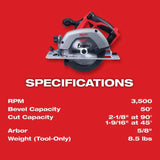 Milwaukee M18 6-1/2-Inch Circular Saw (Bare Tool)