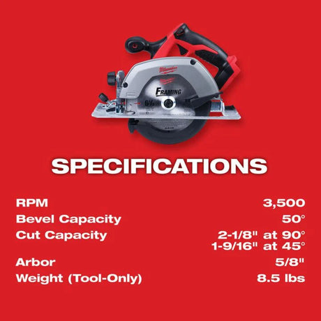 Milwaukee M18 6-1/2-Inch Circular Saw (Bare Tool)