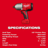 Milwaukee M18 Brushless 1/2 in High Torque Impact Wrench with Friction Ring (Bare Tool)