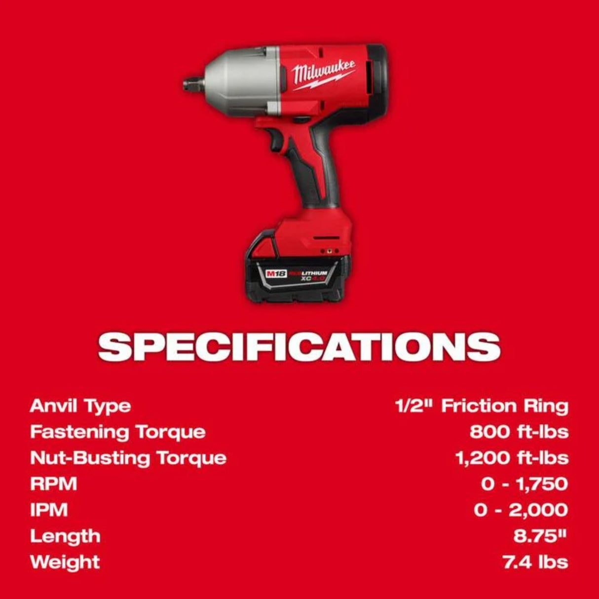 Milwaukee M18 Brushless 1/2 in High Torque Impact Wrench with Friction Ring Kit