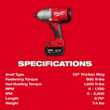 Milwaukee M18 Brushless 1/2 in High Torque Impact Wrench with Friction Ring Kit
