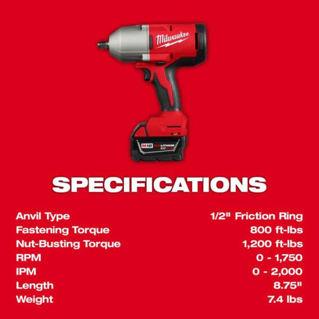 Milwaukee M18 Brushless 1/2 in High Torque Impact Wrench with Friction Ring Kit