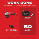 Milwaukee M18 Brushless 4-1/2 Inch / 5 Inch Cut-Off Grinder, Paddle Switch (Bare Tool)