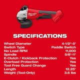 Milwaukee M18 Brushless 4-1/2 Inch / 5 Inch Cut-Off Grinder, Paddle Switch (Bare Tool)