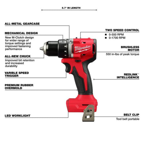 Milwaukee M18 Compact 1/2 in Drill/Driver (Bare Tool)