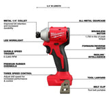 Milwaukee M18 Compact 1/4 in Hex 3-Speed Impact Driver (Bare Tool)