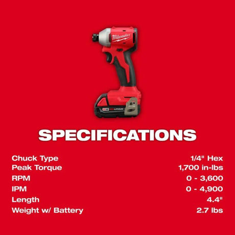 Milwaukee M18 Compact 1/4 Inch Hex Impact Driver Kit
