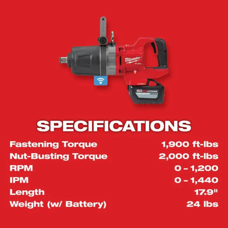 Milwaukee M18 FUEL 1 in. D-Handle High Torque Impact Wrench with ONE-KEY Kit