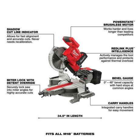 Milwaukee M18 FUEL 10inch Dual Bevel Sliding Compound Miter Saw Kit