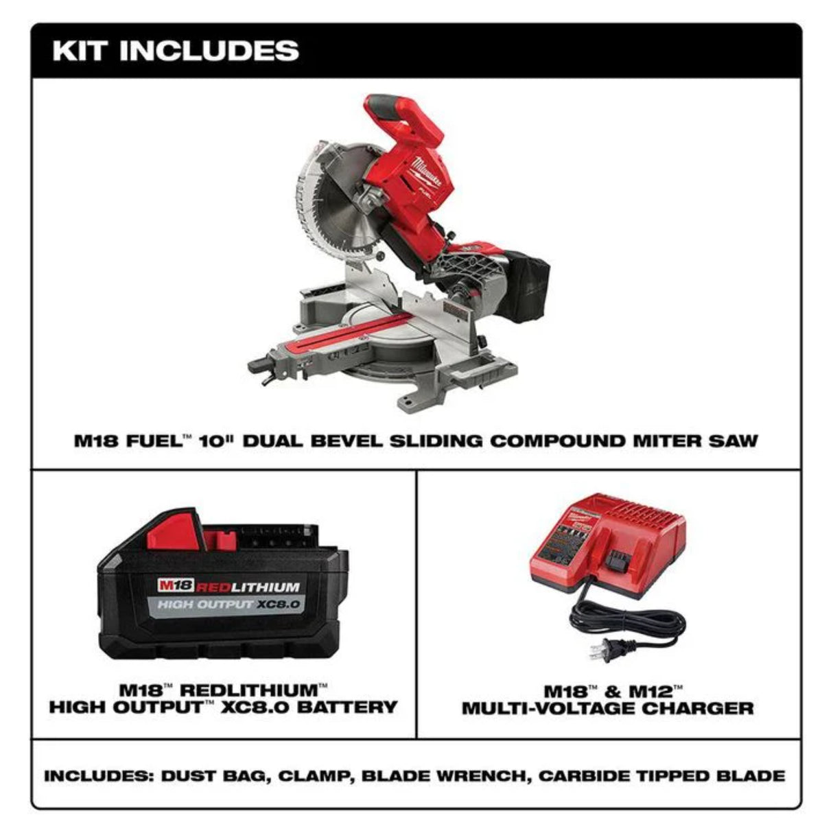 Milwaukee M18 FUEL 10inch Dual Bevel Sliding Compound Miter Saw Kit