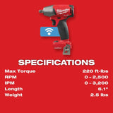 Milwaukee M18 FUEL 1/2 In. Compact Impact Wrench with Friction Ring with ONE-KEY (Bare Tool)