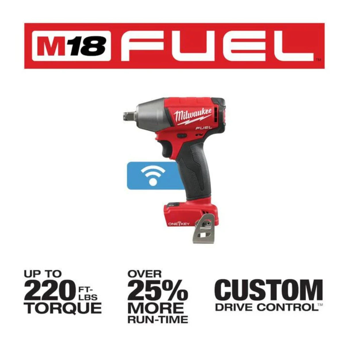 Milwaukee M18 FUEL 1/2 In. Compact Impact Wrench with Friction Ring with ONE-KEY (Bare Tool)