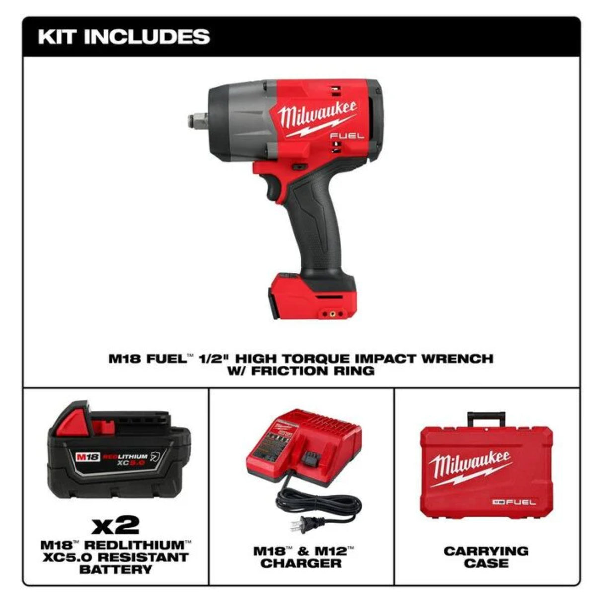 Milwaukee M18 FUEL 1/2 in High Torque Impact Wrench with Friction Ring Kit