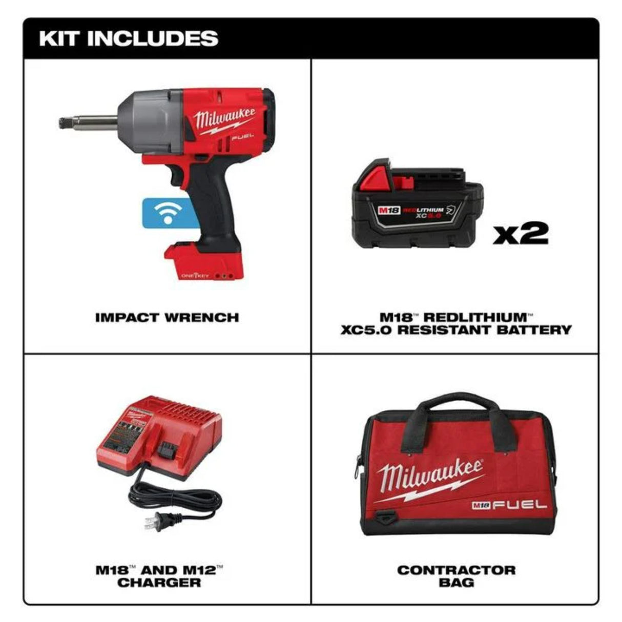 Milwaukee M18 FUEL 1/2 Inch Ext Anvil Controlled Torque Impact Wrench with ONE-KEY Kit